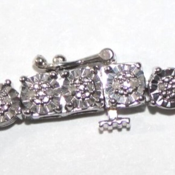 Faceted Sterling Silver Tennis Bracelet - Picture 6 of 6